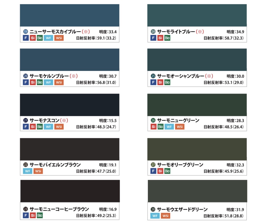 快適サーモF色見本
